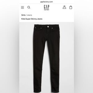 GAP EUC Girls Black Stretch Super Skinny Jeans